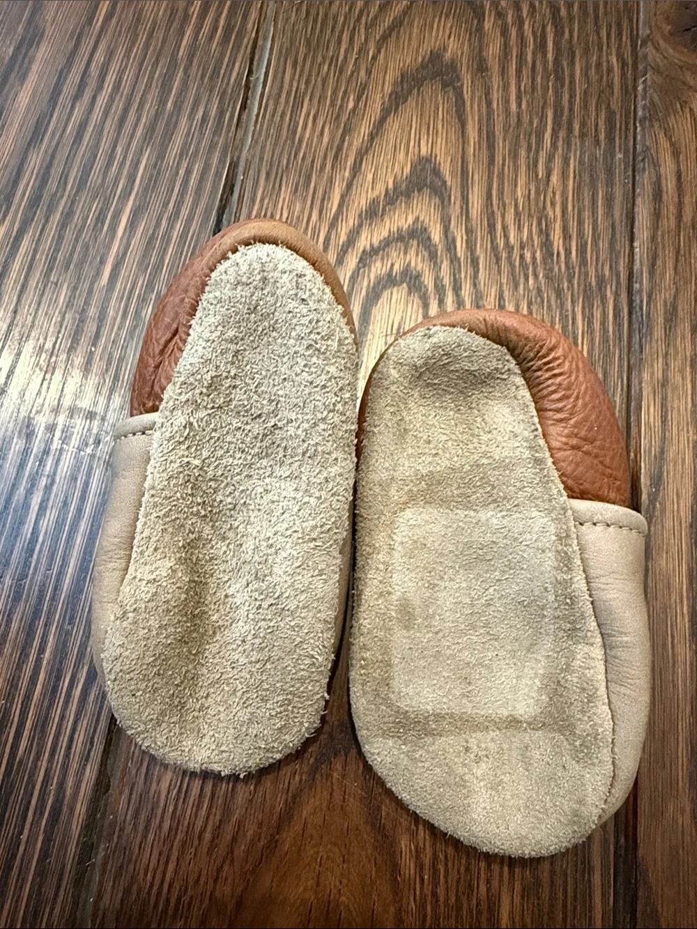 Baby Slip-On Leather Moccasins in Beige and Brown